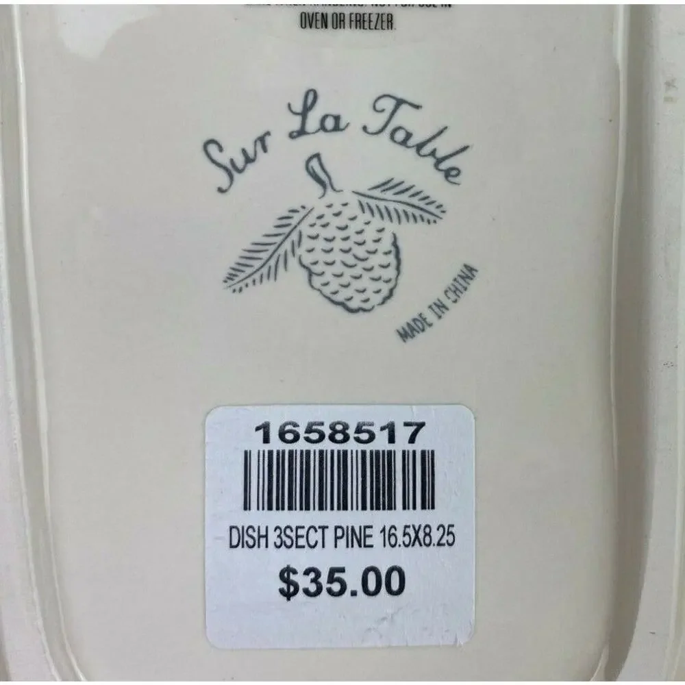 Sur La Table Pinecone Divided Serving Tray Holiday Decor